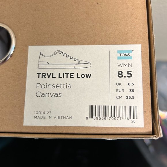 Toms - Travel Lite Low Poinsettia Canvas RED in Womens 8.5- SH294 - Picture 11 of 11